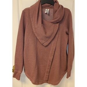 Zella Mauve Snowdrift Asymmetrical Heathred Thick Layer Sweater XL Lounge‎ Warm